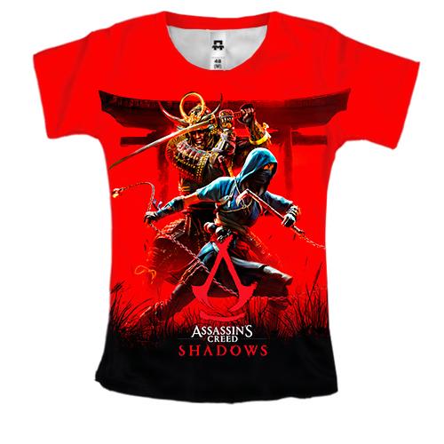 Женская 3D футболка Assassin's Creed - Shadows (red)