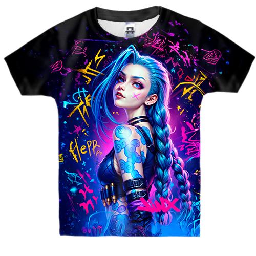 Детская 3D футболка Jinx with graffiti - Arcane