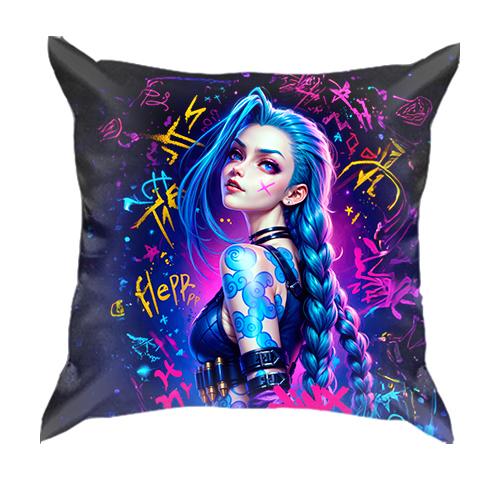 3D подушка Jinx with graffiti - Arcane