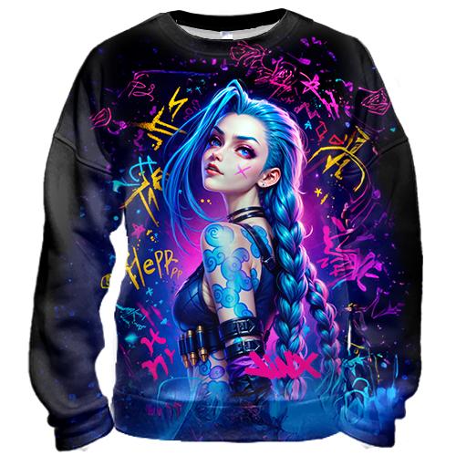 3D світшот Jinx with graffiti - Arcane