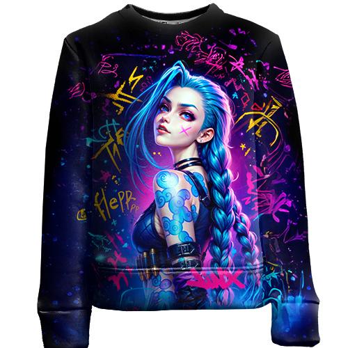 Дитячий 3D світшот Jinx with graffiti - Arcane