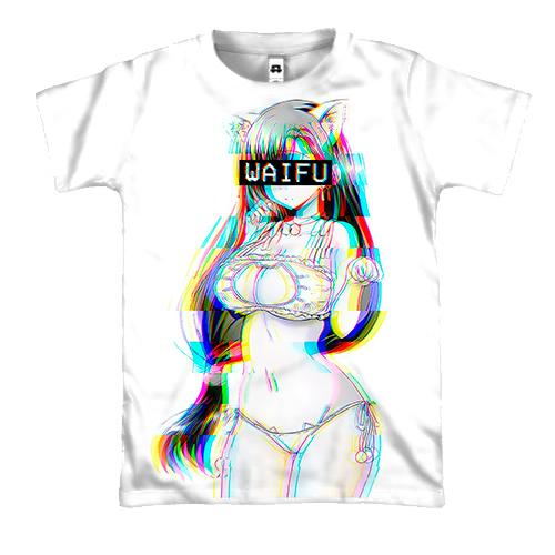 3D футболка WAIFU glitch