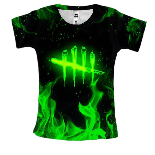 Жіноча 3D футболка Dead by Daylight green logo