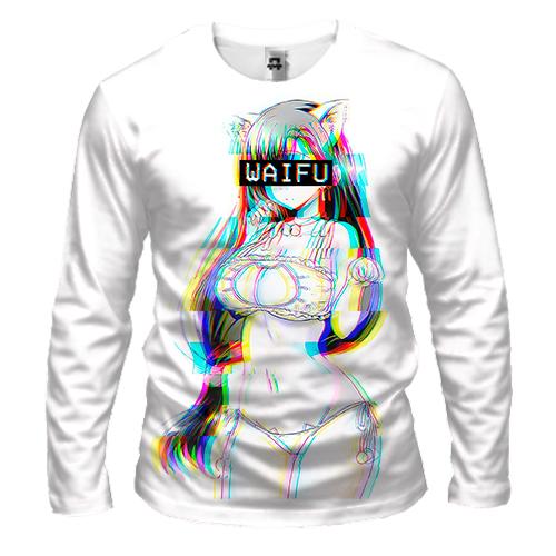 Мужской 3D лонгслив WAIFU glitch