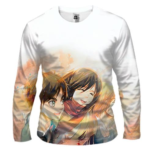 Чоловічий 3D лонгслів Eren, Mikasa, Armin - AoT
