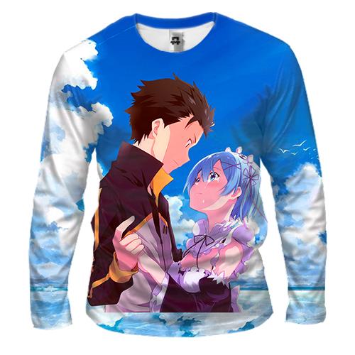Чоловічий 3D лонгслів Субару та Рем - Re:Zero