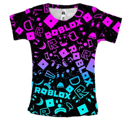 Женская 3D футболка ROBLOX neon logo pattern