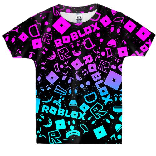 Дитяча 3D футболка ROBLOX neon logo pattern