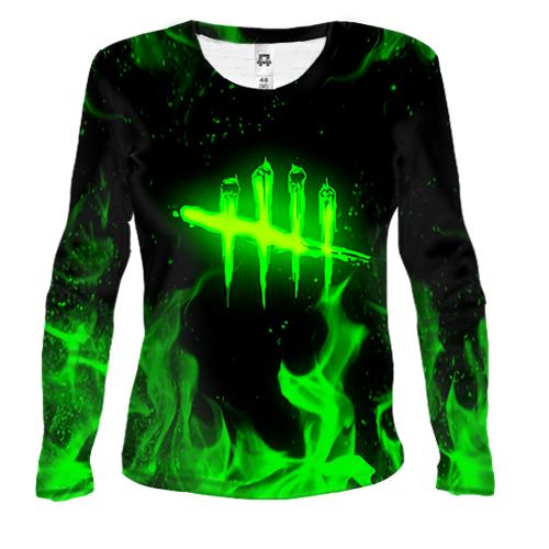 Жіночий 3D лонгслів Dead by Daylight green logo