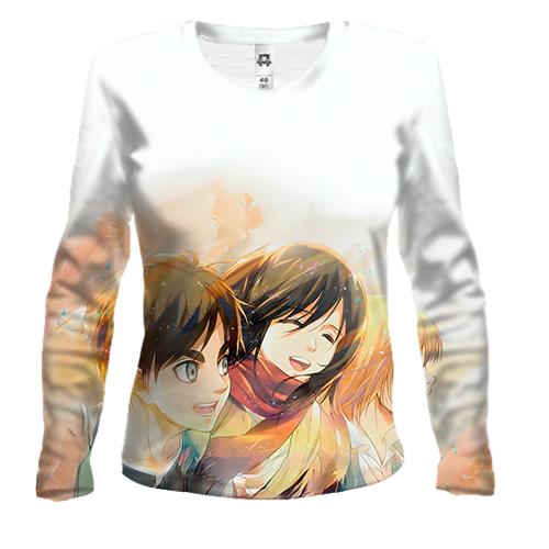 Женский 3D лонгслив Eren, Mikasa, Armin - AoT