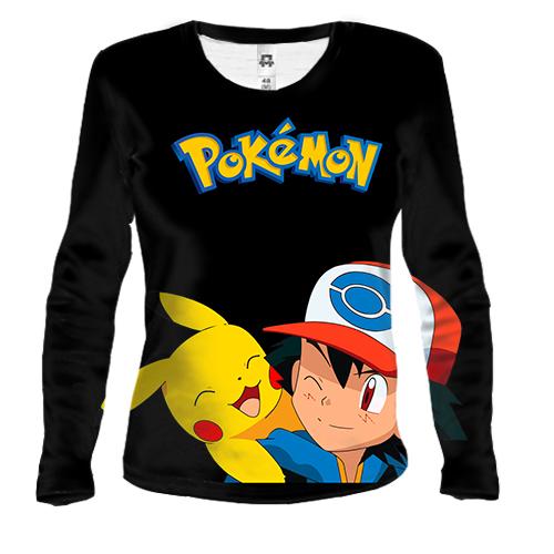 Жіночий 3D лонгслів Еш та Пікачу - Pokemon