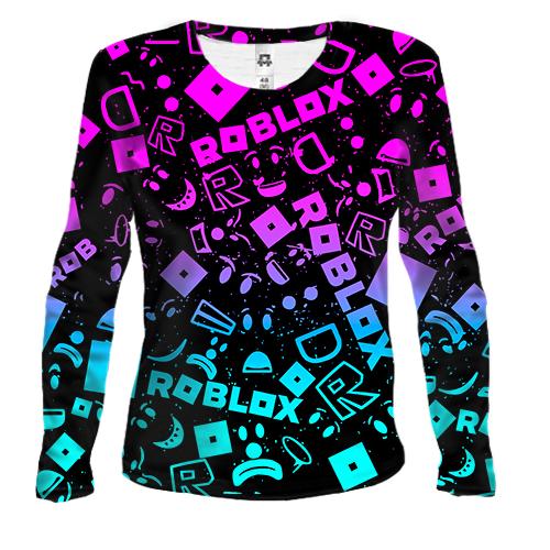 Жіночий 3D лонгслів ROBLOX neon logo pattern