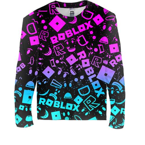 Дитячий 3D лонгслів ROBLOX neon logo pattern