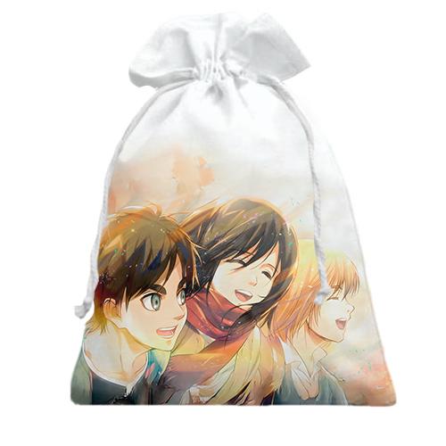 3D Подарочный мешочек Eren, Mikasa, Armin - AoT