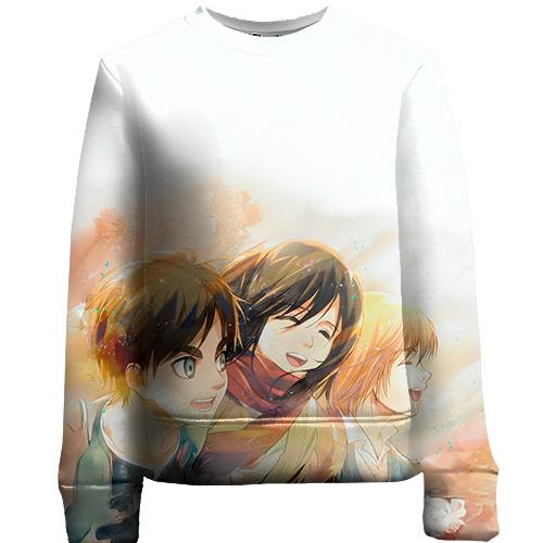Детский 3D свитшот Eren, Mikasa, Armin - AoT