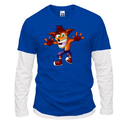 Комбинированный лонгслив с  иллюстрированным Crash Bandicoot