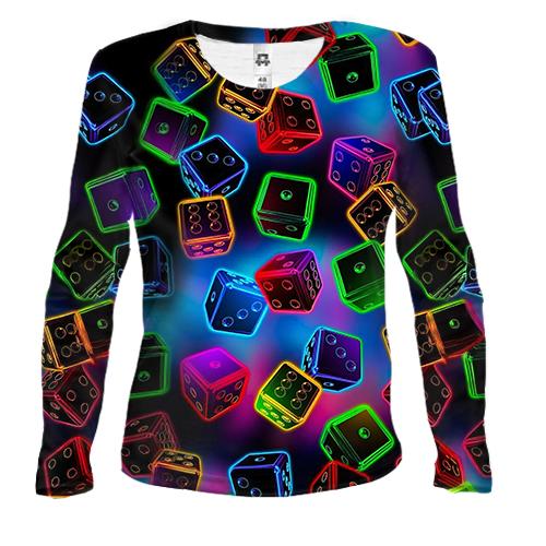 Женский 3D лонгслив Яркие игральные кости