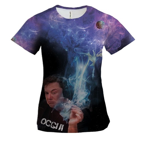 Женская 3D футболка Илон Маск с сигаретой