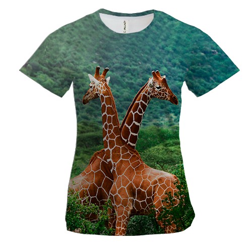 Женская 3D футболка с жирафами