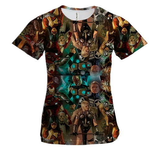 Женская 3D футболка с героями Марвел