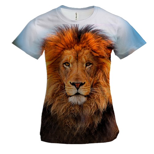 Женская 3D футболка со львом