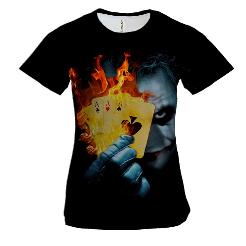 Женская 3D футболка Джокер с картами