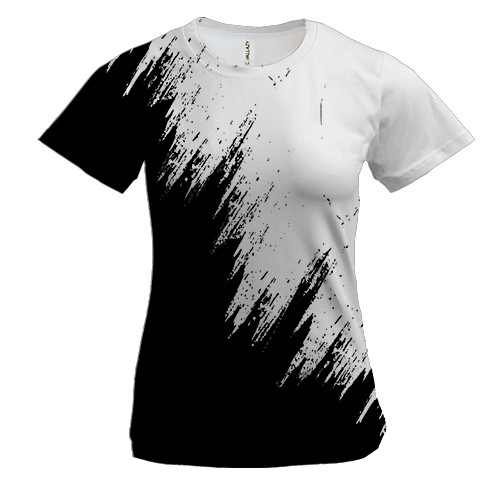 Жіноча 3D футболка з чорно-білою фарбою