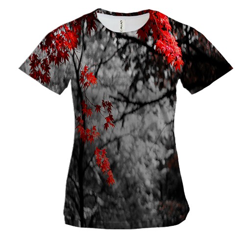 Женская 3D футболка Черно-белая осень