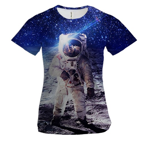 Женская 3D футболка с космонавтом на луне