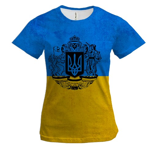 Женская 3D футболка с большим Гербом Украины