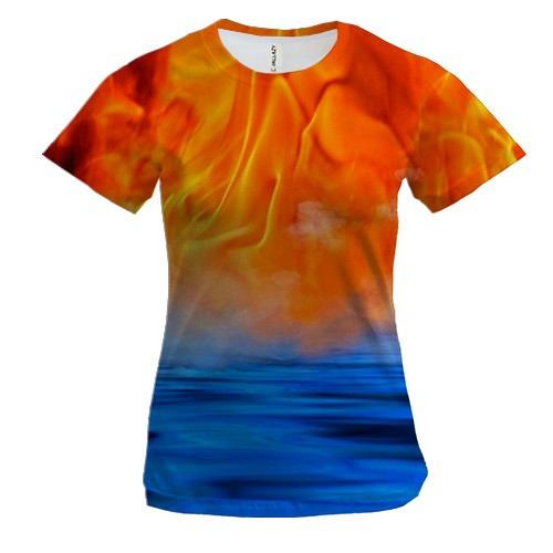 Жіноча 3D футболка Вода і полум