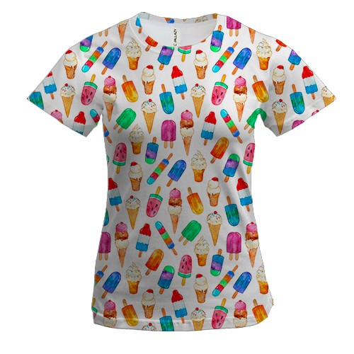 Женская 3D футболка с мороженым (2)