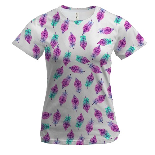 Женская 3D футболка с перьями