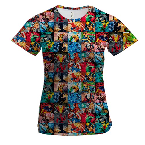 Жіноча 3D футболка з героями коміксів (2)