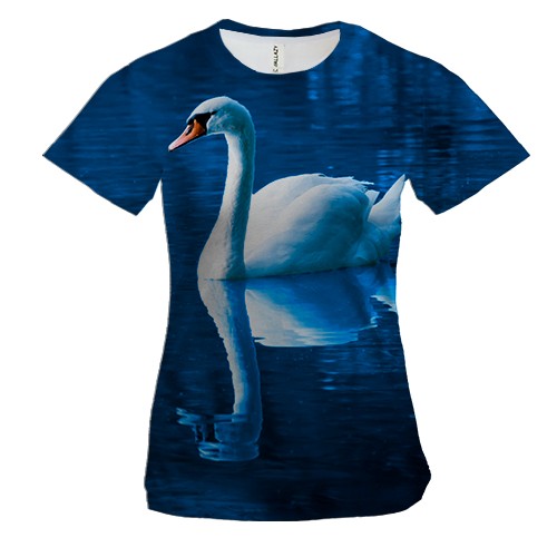 Жіноча 3D футболка з лебедем на пруду