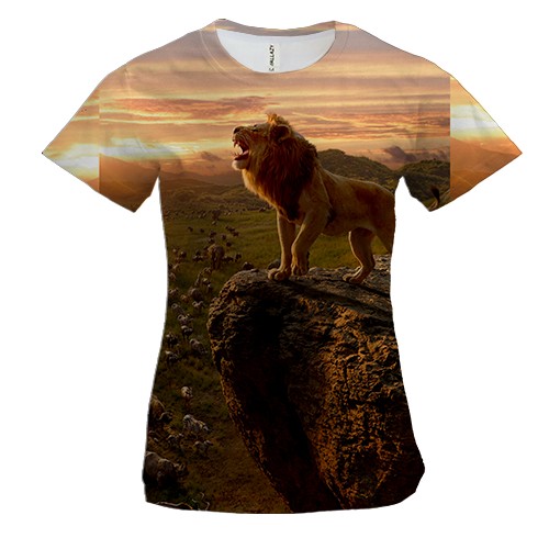 Женская 3D футболка Лев на горе предков