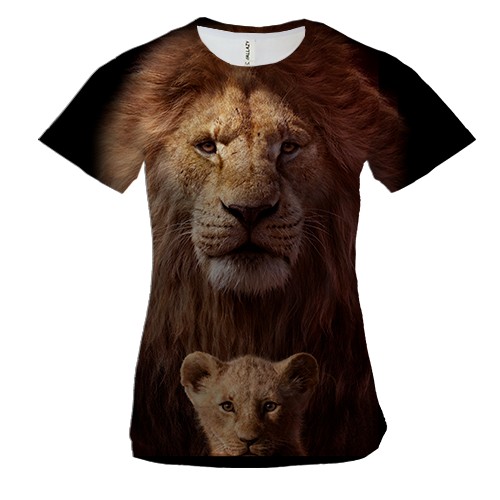 Женская 3D футболка Лев Муфаса и Симба