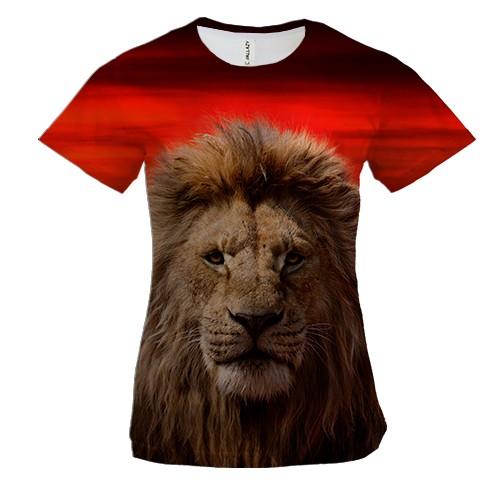 Женская 3D футболка Лев на закате