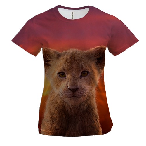 Женская 3D футболка Львенок на закате