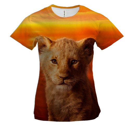 Женская 3D футболка Львенок на закате (2)