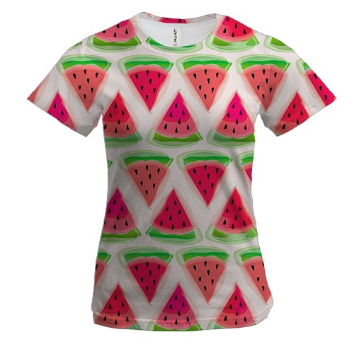 Женская 3D Футболка Дольки арбуза