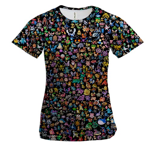Женская 3D футболка с Покемонами