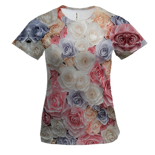 Женская 3D футболка с розами