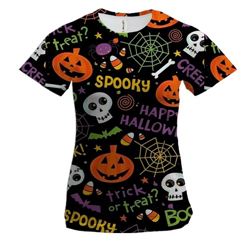 Жіноча 3D футболка Happy Halloween