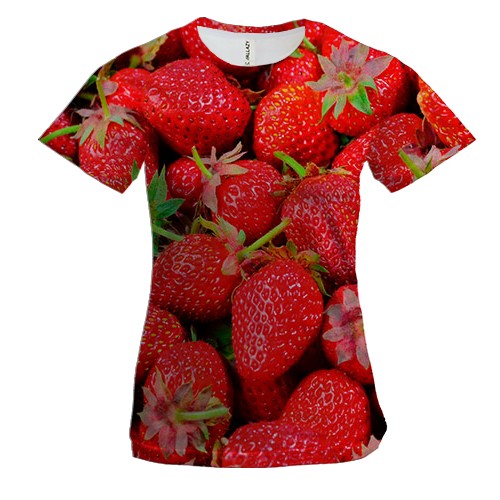 Женская 3D футболка с клубникой