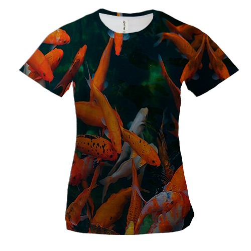 Жіноча 3D футболка з рибками в акваріумі