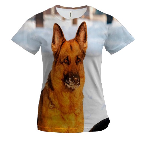 Женская 3D футболка с немецкой овчаркой