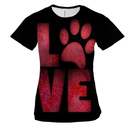 Жіноча 3D футболка Люблю тварин