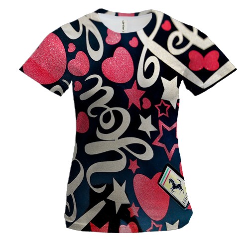 Женская 3D футболка Love you