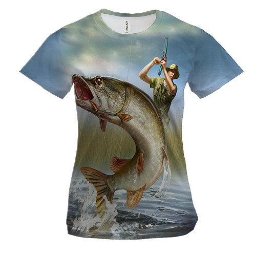 Женская 3D футболка Рыбак